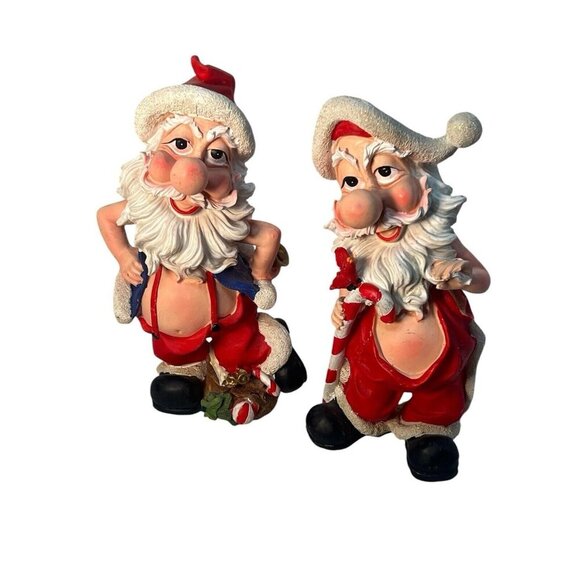 Unbranded Other - vintage lot of 2 whimsy ceramic santa figurines 9'' super cute‎